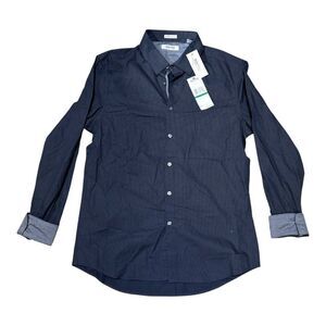 Kenneth Cole Reaction Mens Super Slim Fit Black Combo Dress Shirt L NEW MSRP $69